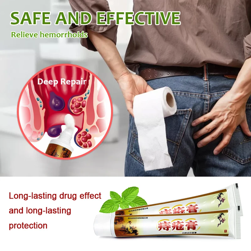 1Pcs Hemorrhoids Ointment Internal And External Piles Therapy Anus Pain Swelling Bleeding Relieve Anal Fissure Herbal Cream S023