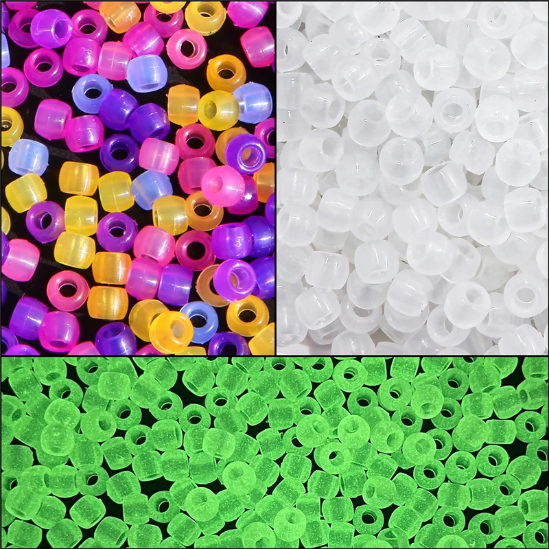 100Pcs 6x8mm UV Reactive Decorative Bead DIY Bracelet Jewelry Accessory Color Changing Luminous Acrylic Bead Glow In The Dark