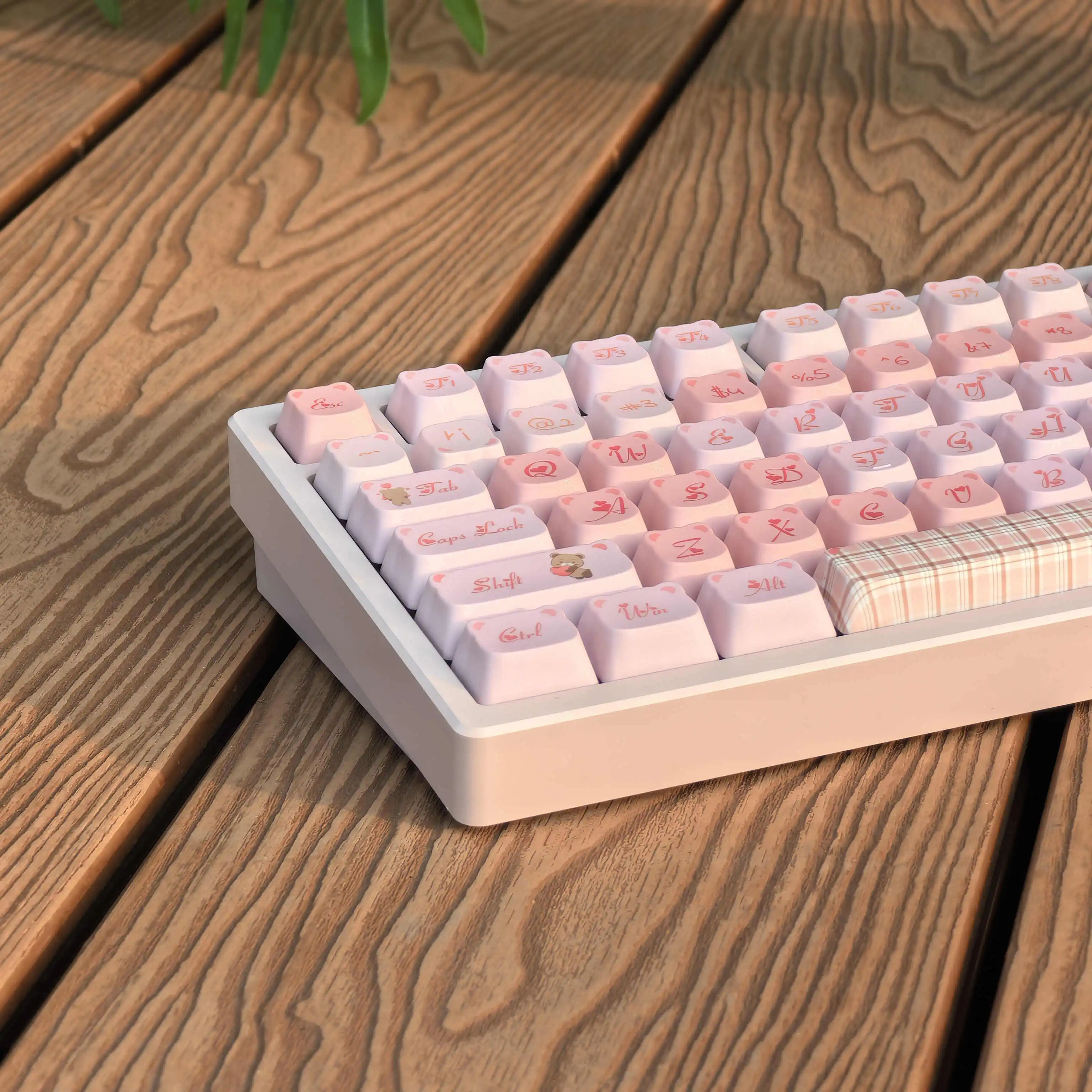 لطيف الدب الوردي Keycap مجموعة جديدة المساعد الشخصي الرقمي PBT مزدوجة النار لوحة المفاتيح الميكانيكية كيكابس ل MX التبديل 6.25U 7U مفتاح المسافة لوحات المفاتيح #3