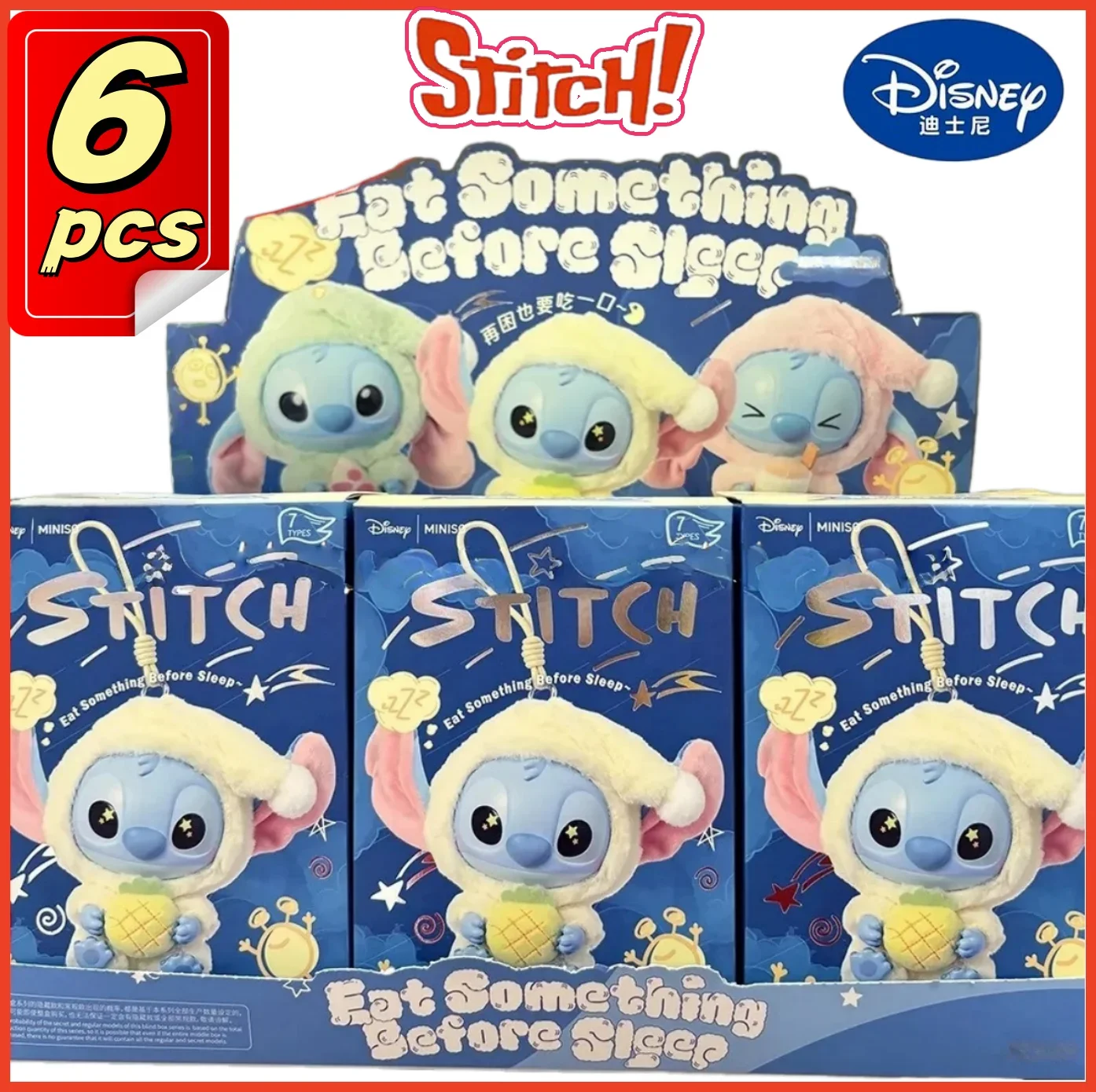 6 piezas de Disney nuevo Stitch caja ciega juguetes de vinilo muñecos de peluche colgante lindo adorno de muñeca 1:72 caja misteriosa juguetes sorpresa regalos
