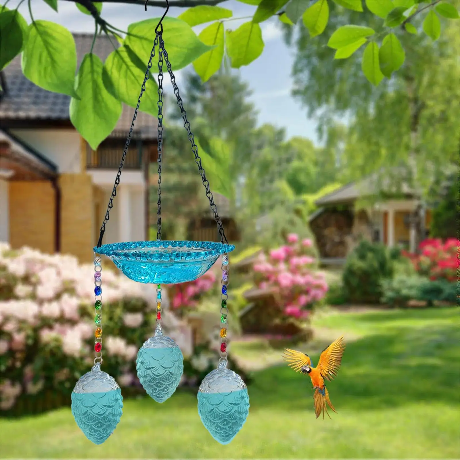 

Hummingbird Feeder Ornament Hanging Bird Bath for Backyard Balcony Outdoor