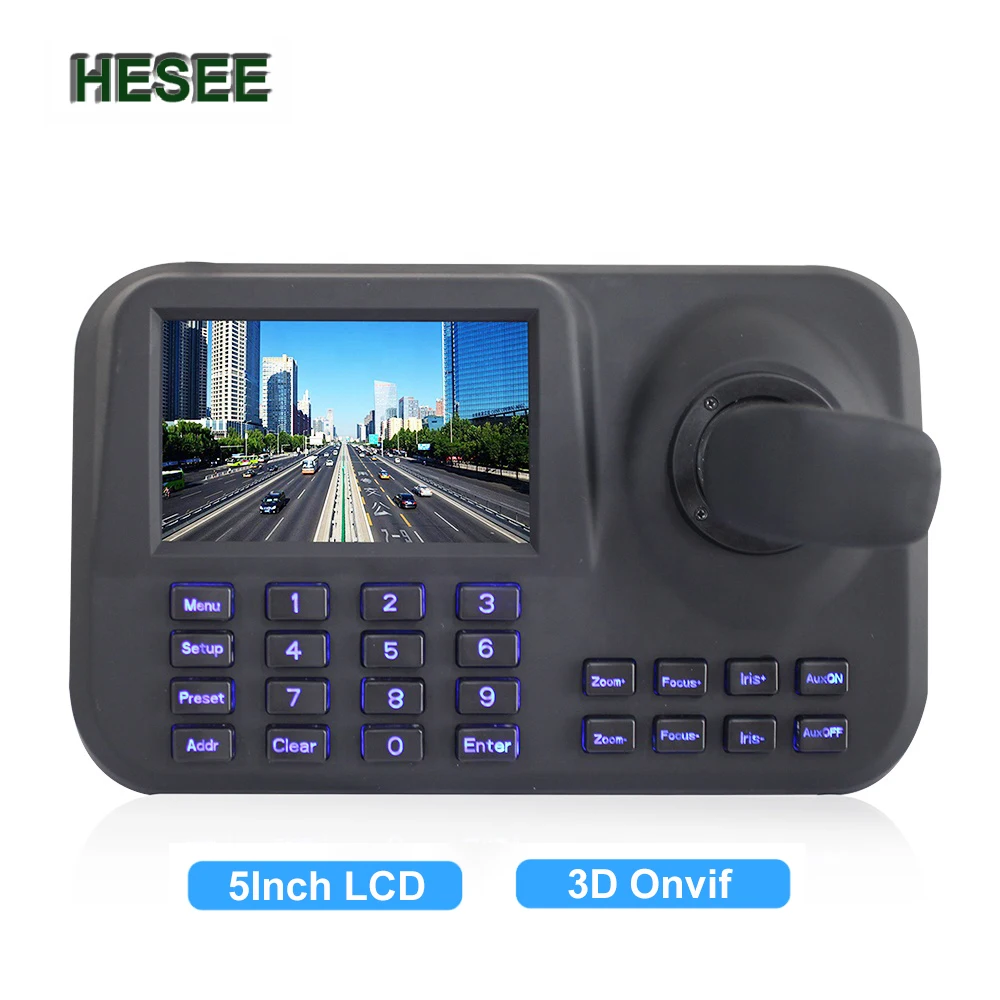 

HESEE PTZ Camera Controller Network Onvif 5 inch LCD Screen 3D joystick Keyboard for IP PTZ Speed Dome Camera