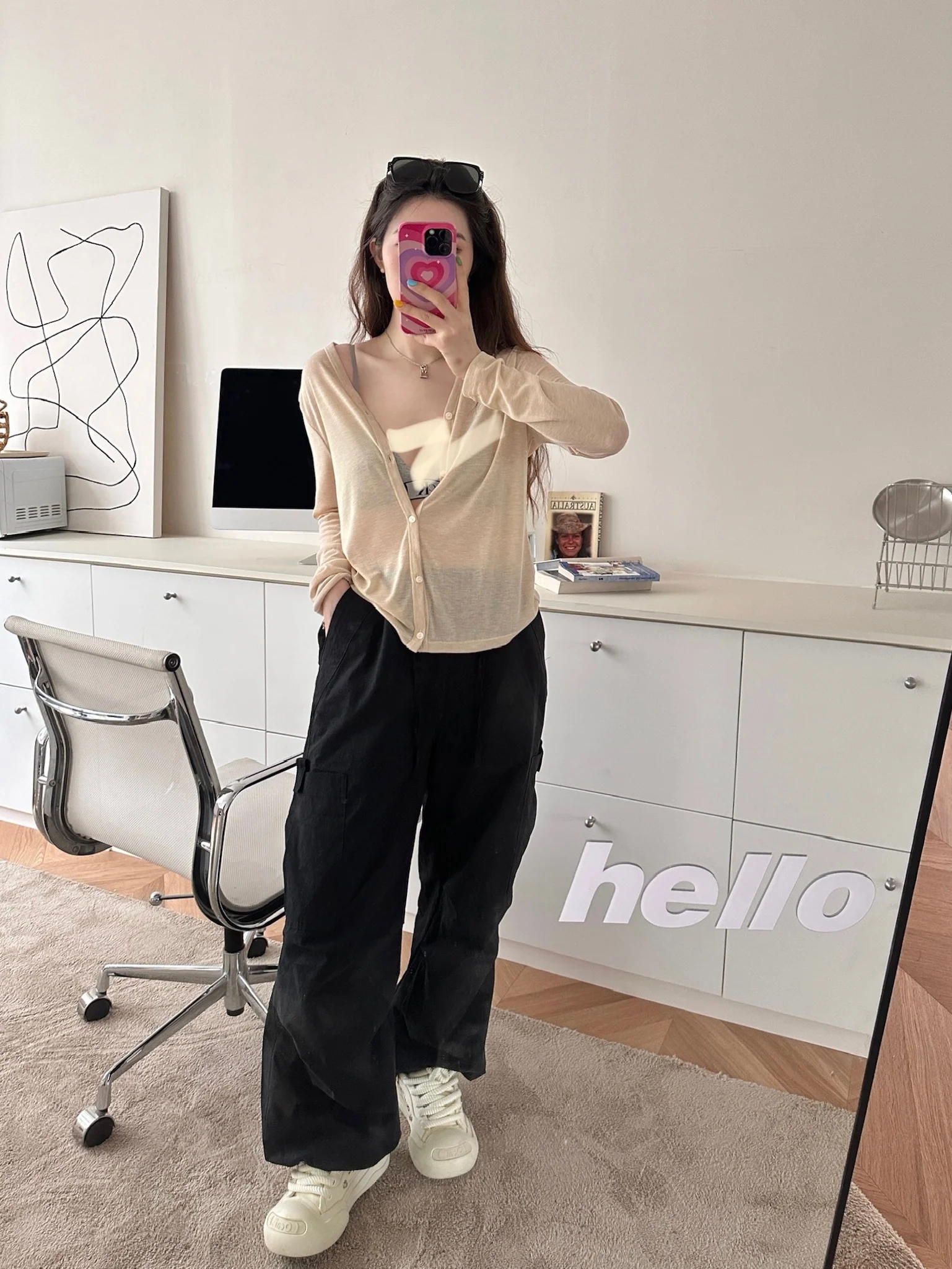 

Женский вязаный кардиган Xiao en Meimei из ледяного шелка с длинными рукавами, свободный, легкий, дышащий, летний, для защиты от солнца