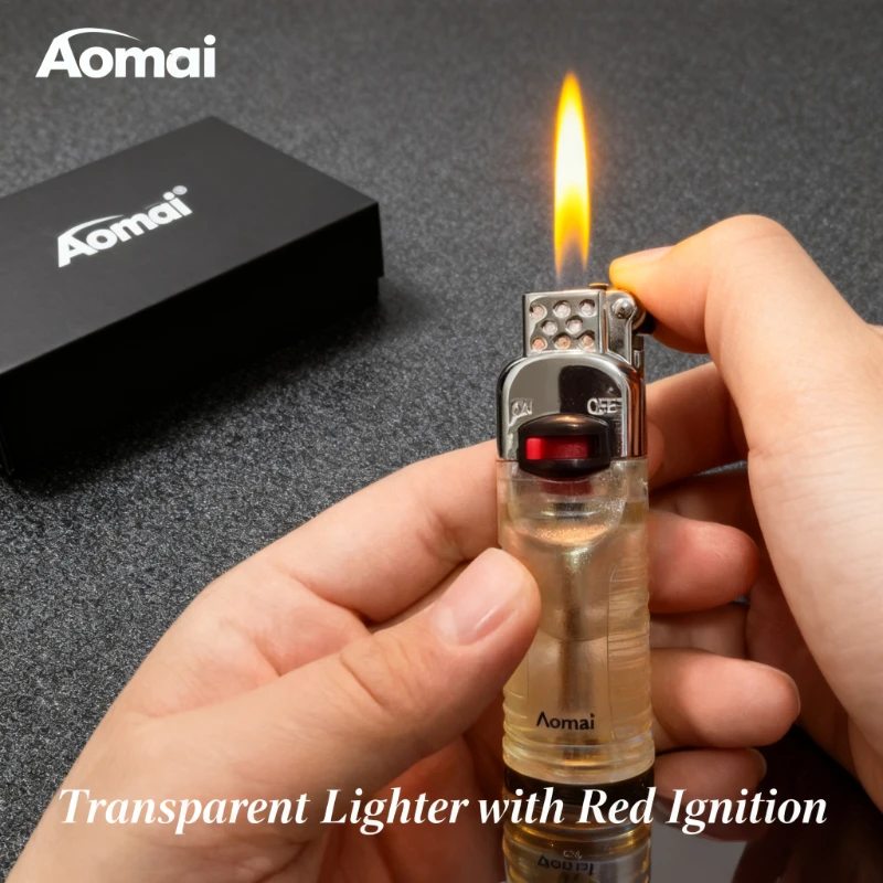 

Dazzling Decompression Lighter Grinder Function, Open Flame Visualization, Visible Gas Bin Butane Torch, Mens Smoking Accessory