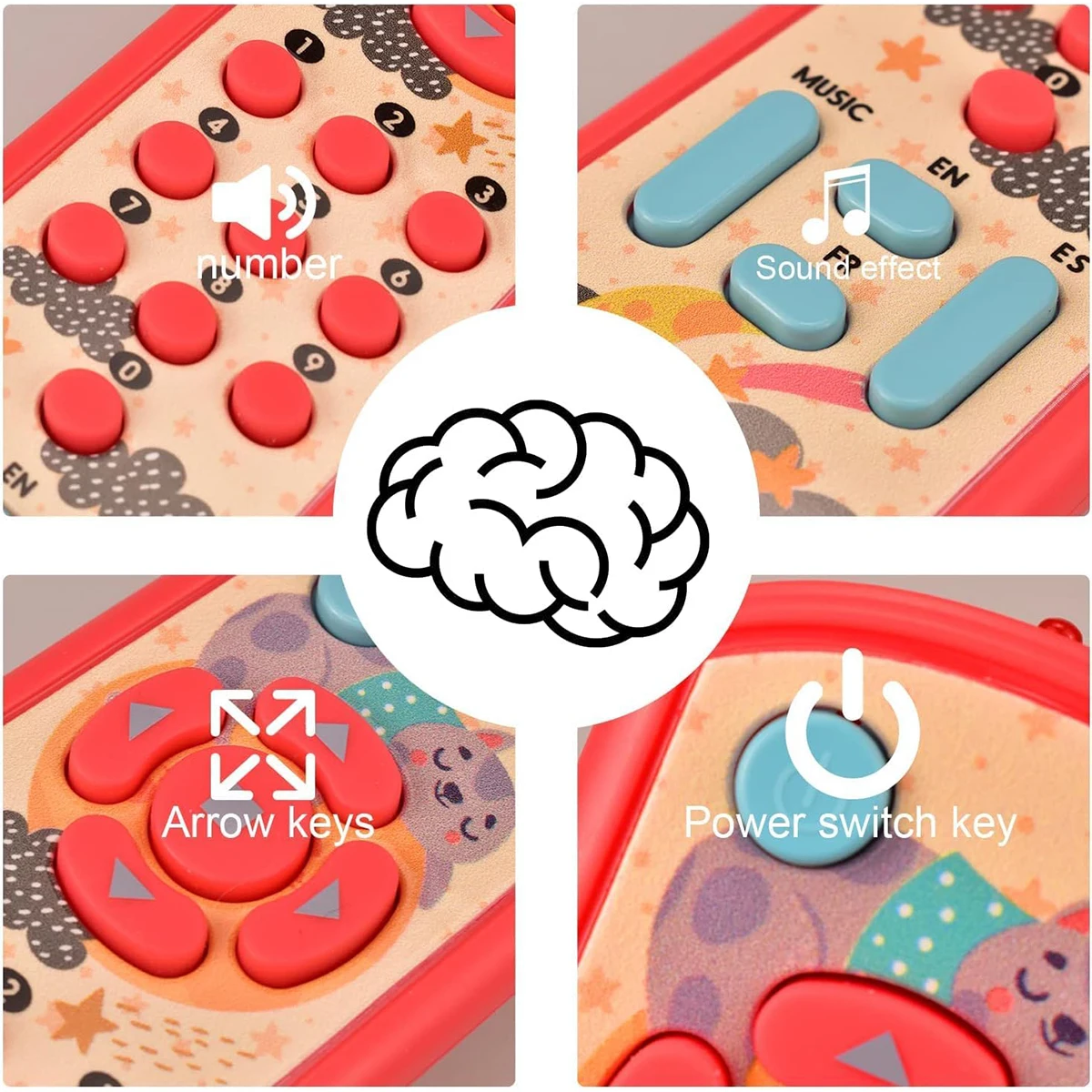 Children's simulation remote control with lighting and music, multi-functional play toy for early childhood foreign language edu