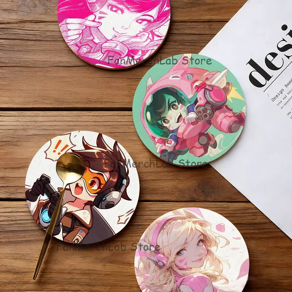 

Pop Game O-Overwatch-S Round Coaster Non-slip table mat Insulated Coasters Kitchen Dining Room Tabletop Decor