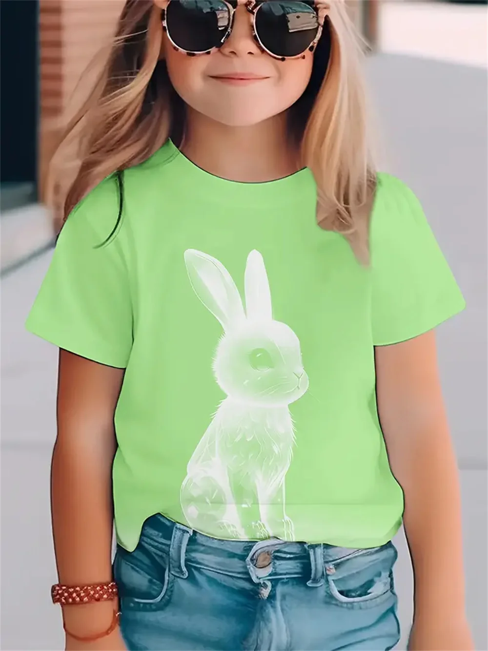 2025 Polar Bear Animal 3d Print Fashion Funny Girls' T-Shirts Summer Short Sleeved Tops Tee Casual T-Shirts Girls' Clothing