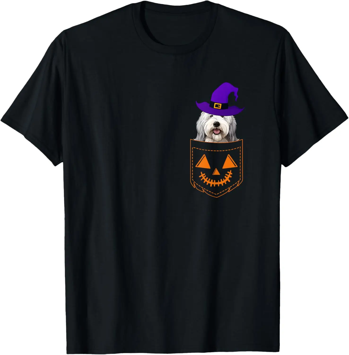 Old English Sheepdog In A Pocket English Sheepdog Halloween T-Shirt