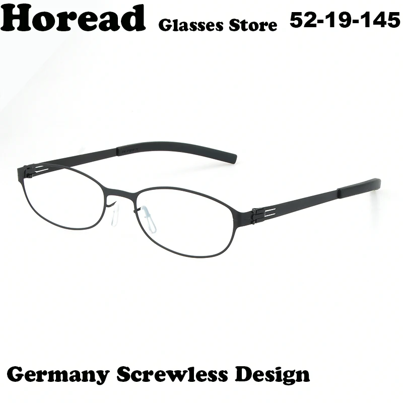 Germany Screwless Small Oval Glasses Frame Men Women Stainless Steel Fashion Ultralight Brand Design Eyeglasses Thin Rim Eyewear