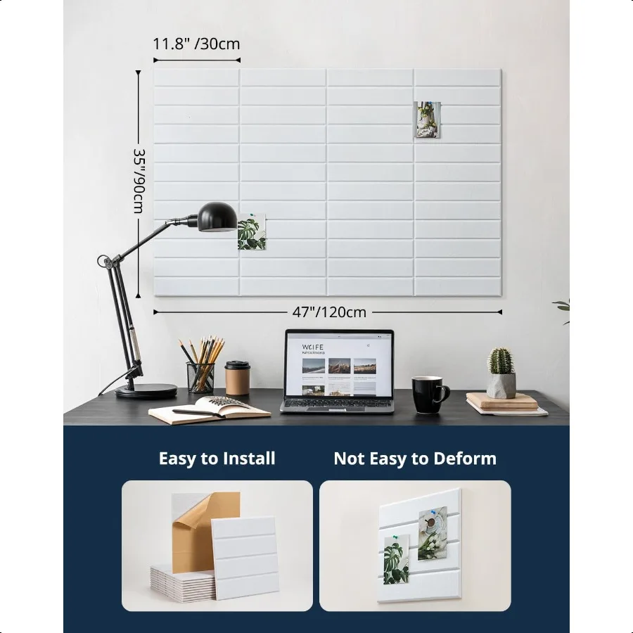 لوحة الفلين الكبيرة 12 حزمة 12 "X12" X0.4" بلاط لوحة الإعلانات مع لاصق ذاتي لجدار المنزل والمكتب ديكور دبوس لوحات الفلينWh #2