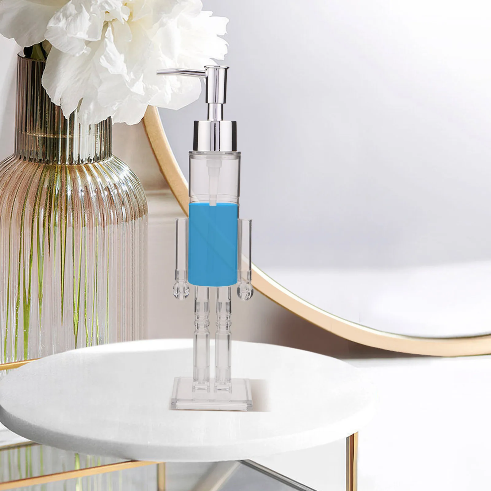 

Festive Nutcracker Soap Dispenser 100Ml Transparent Refillable Christmas Hand Wash Pump for Bathroom Countertop Holiday Kitchen