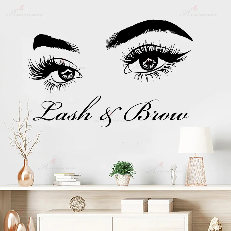 

Lash & Brow Beauty Salon Wall Sticker Female Eyelashes Eyebrows Makeup Shop Decorative Decals Removable Murals Wallposter AA65