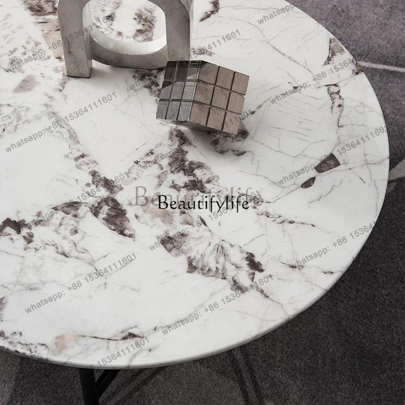 pg45Italian minimalist light luxury marble surface coffee table living room set