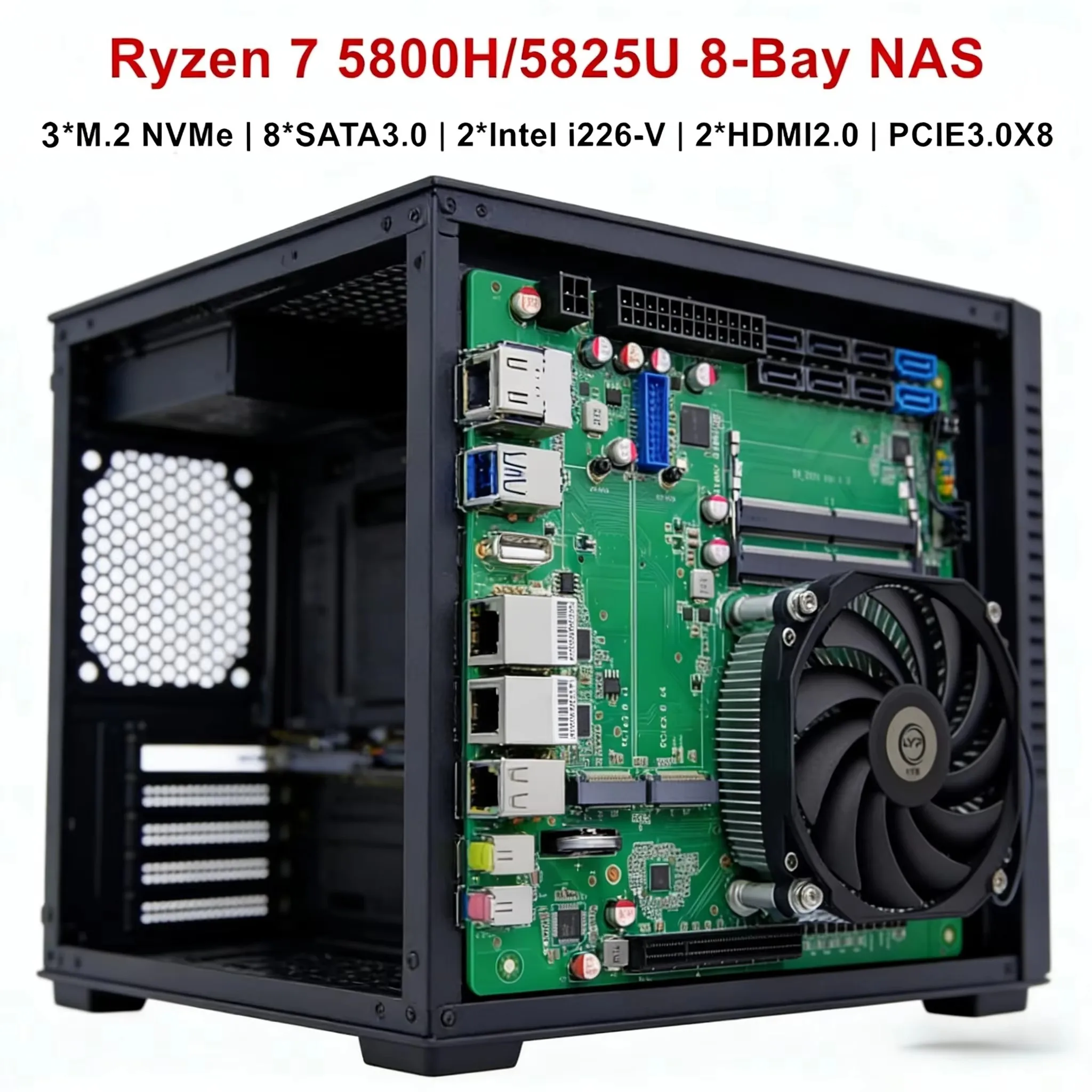 

Игровая материнская плата Topton 8-Bay NAS с поддержкой AMD Ryzen 9 5900HX, 7 5825U, 5600U, DDR4, 3xM.2 NVMe, 8xSATA, 2*2.5G i226-V LAN, Firewall, Mini ITX