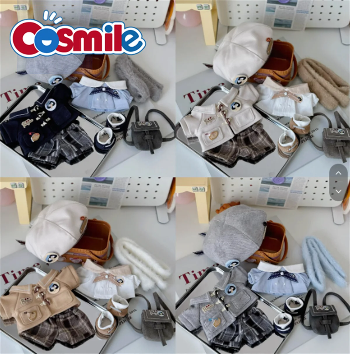 

Берет, рубашка, шарф Cosmile, оригинальная плюшевая кукла 20 см, без атрибутов, игрушка, одежда, костюм, милый милый реквизит для косплея, предварительная продажа