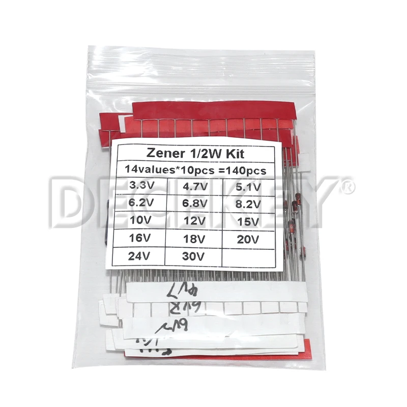 1/2w 0.5W Zener Diode 3.3-30V 14values*10pcs=140pcs Assorted Assortment Set New electronic diy kit