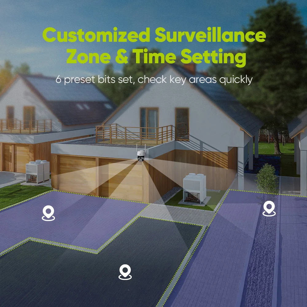 SANNCE 5MP Wireless PT Security Camera WiFi IP Cameras for AI Human Detection Work with Alexa Night Vision Smart Motion Alerts