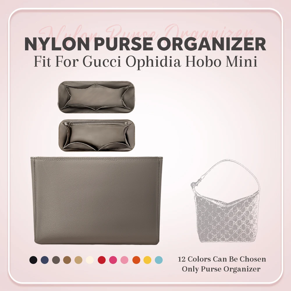 

Nylon Purse Organizer Insert, Inside Storage Bag Fit for Gucci Ophidia Hobo Mini Bag Cosmetics Inner Liner Bag In Bag Organizer