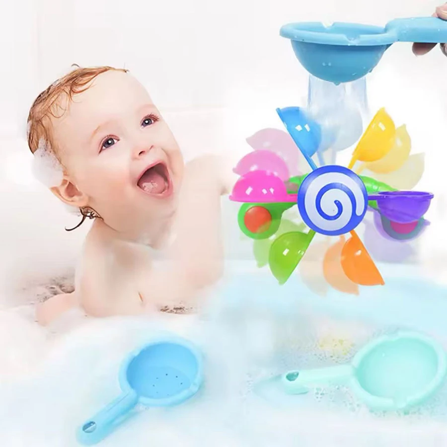 3個/カラフルな水車お風呂用吸盤ベビーバスおもちゃ、バスタブ水スプレー遊びセット、シャワー散水おもちゃ、子供、幼児向け