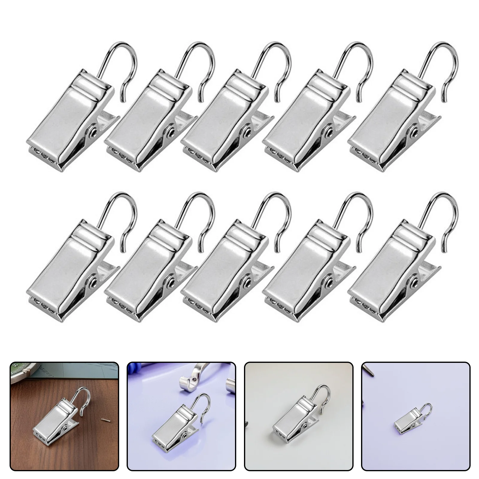 

30 pcs Curtain Clips Heavy Duty Metal For Hanging String Lights Christmas Decorations Lamps Tents Photo Socks Clamps Silver