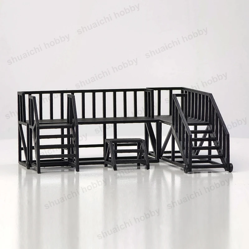 1Set 1/64 Scale Black Stairs Model Kit Miniature Handrail Staircase 3D Printed Connectable Part for Garage Diorama Display Scene
