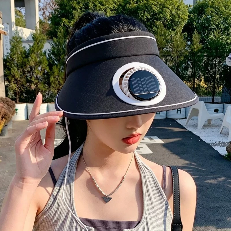 Summer Large Brimmed Sun Hat with Solar Energy Fan Outdoors Sport Fishing Sun Protection Men Women Hiking Hats Rechargeable 2026