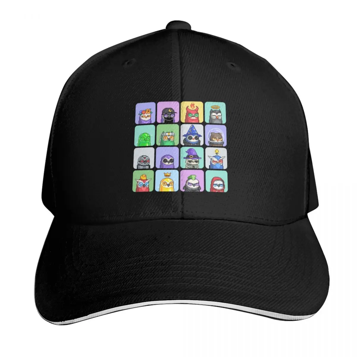Moonbirds NFT pixel owls cut out Baseball Cap Strapback Dad Hat Six Panel Structured Crown Sun Protection UPF 50+