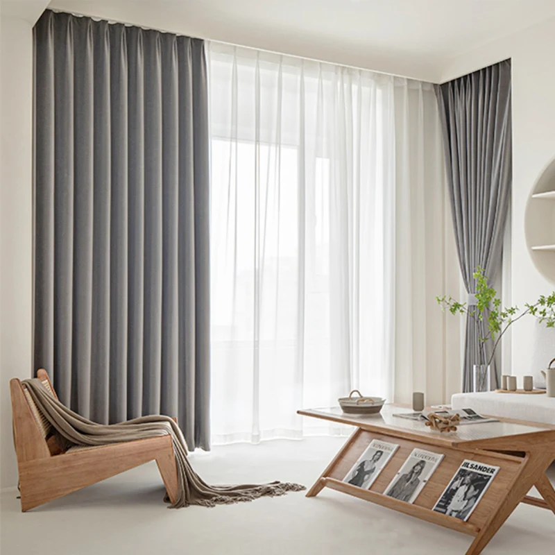 

2 шт. темно-серых бархатных светонепроницаемых штор, звукоизоляционные, в современном простом стиле для гостиной и спальни, только шторы