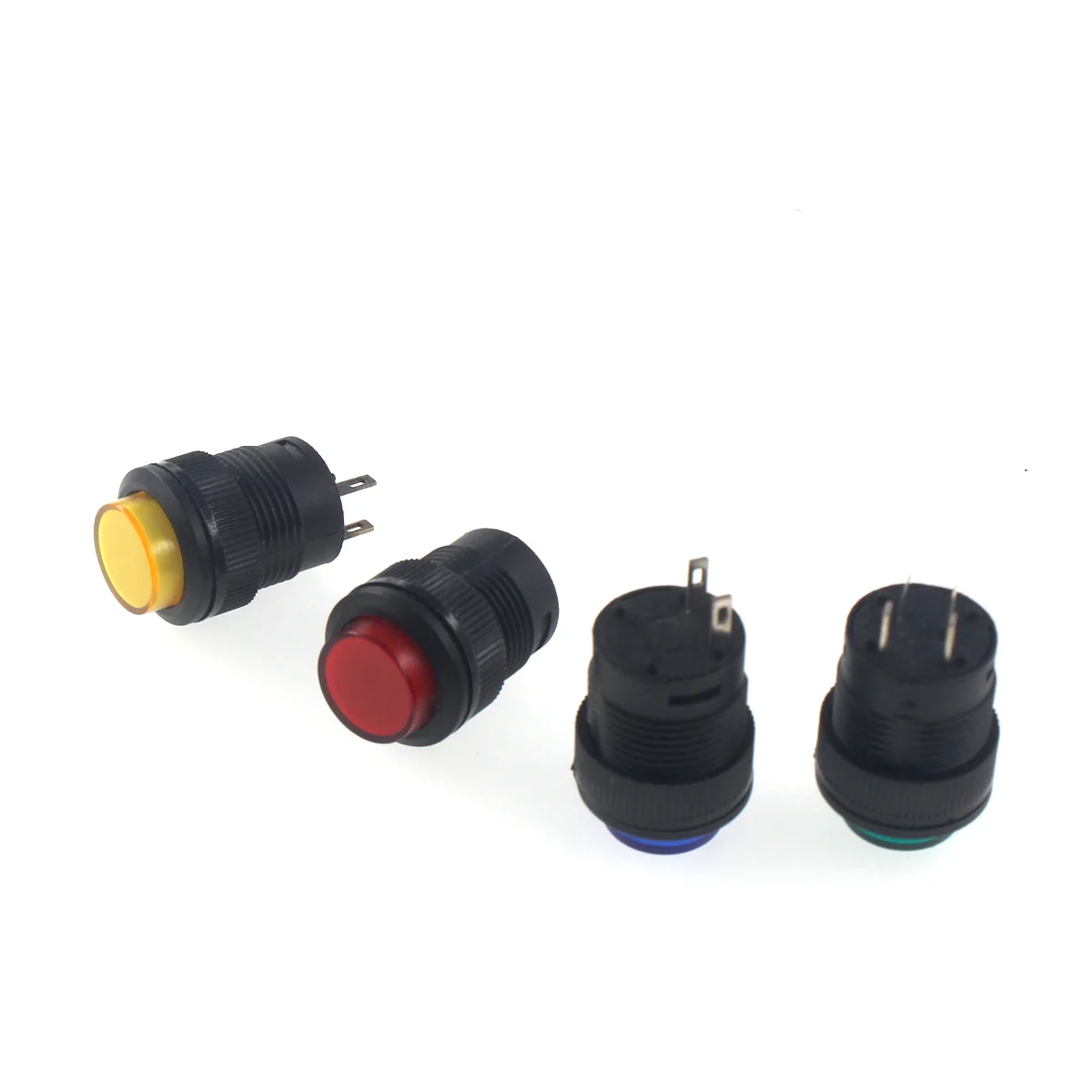 10 pièces R16 bouton de commutation d'alimentation R16-503 bleu jaune blanc LED R16-503B R16-503A bouton de réinitialisation de verrouillage 2P 4P autobloquant pas de réinitialisation de verrouillage