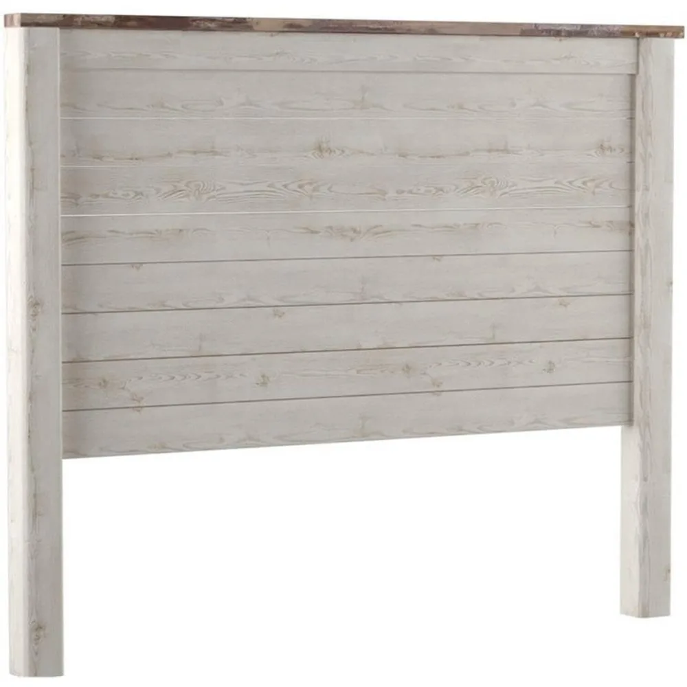 Plank Pattern Headboard, Full Queen Size Panel, Whitewash Finish