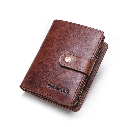 Imagen 2 del producto CONTACT'S billeteras cortas de cuero genuino para hombre, monedero Vintage RFID, tarjetero, Clip para dinero para hombre, cartera para mujer, bolso