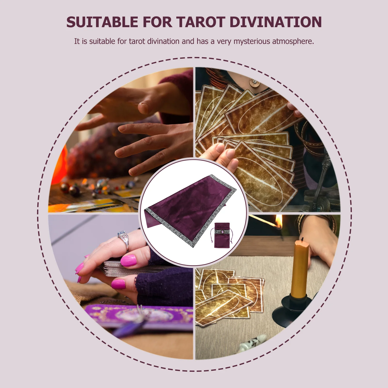 

1Set Velvets Tarot Tablecloth Divination Banner Drawstring Pouch For Card Reading Dense Wear-Resistant Table Cloth Deck Storage