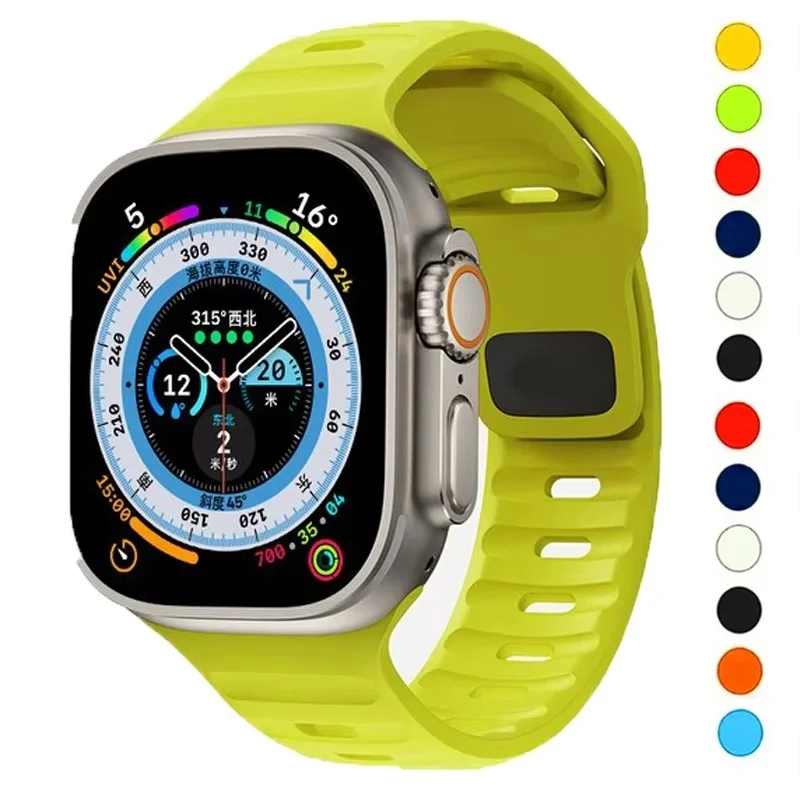 

Sport Strap For Apple Watch Ultra Band 49mm 45mm 40mm 44mm 42mm 41mm 38mm Soft Silicone Bracelet iWatch Serie 9 8 7 6 5 4 3 2 SE