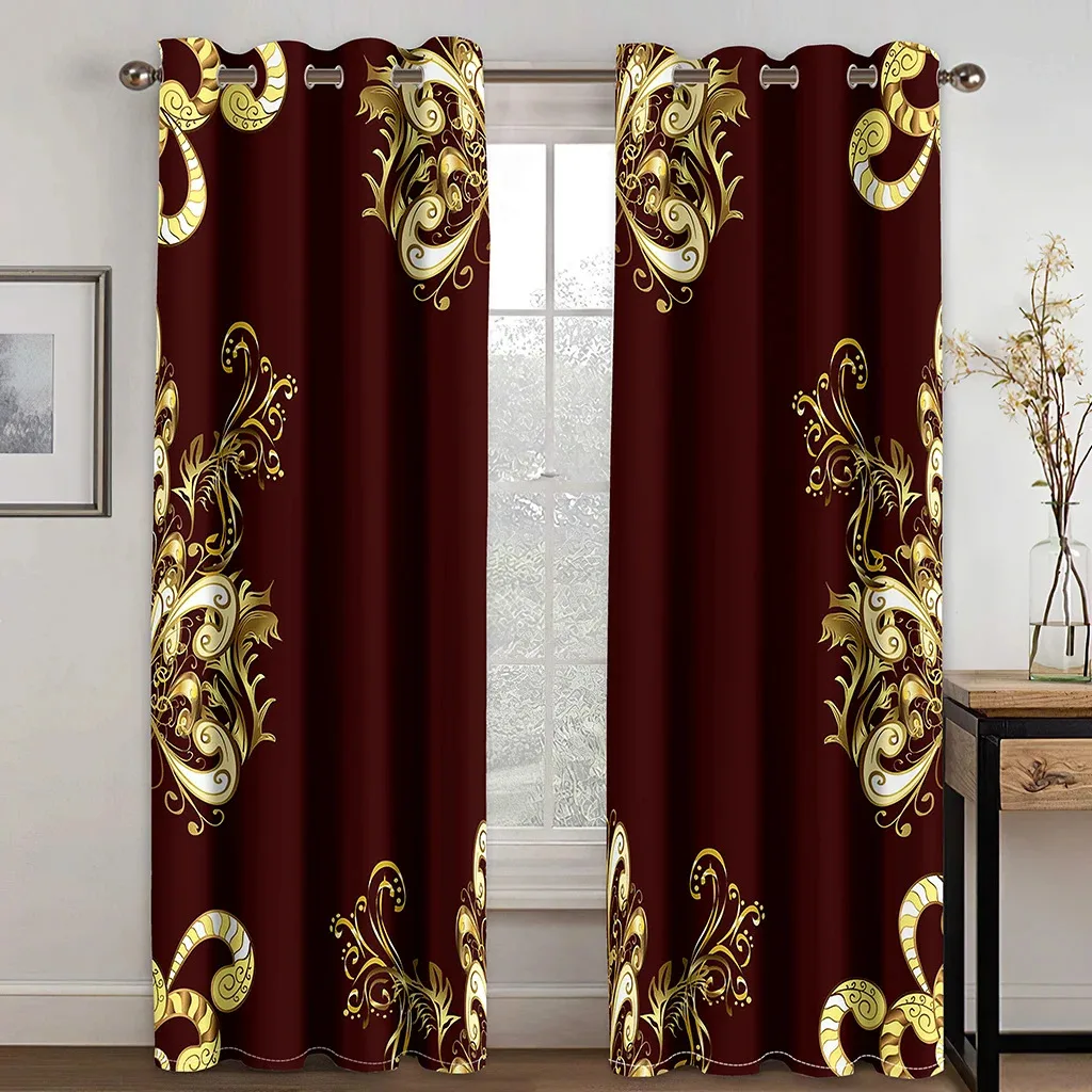 Custom Big Size Red Elegant Boho Baroque Blackout Curtains For Living Room Bedroom Window Drapes Decor 160X160CM