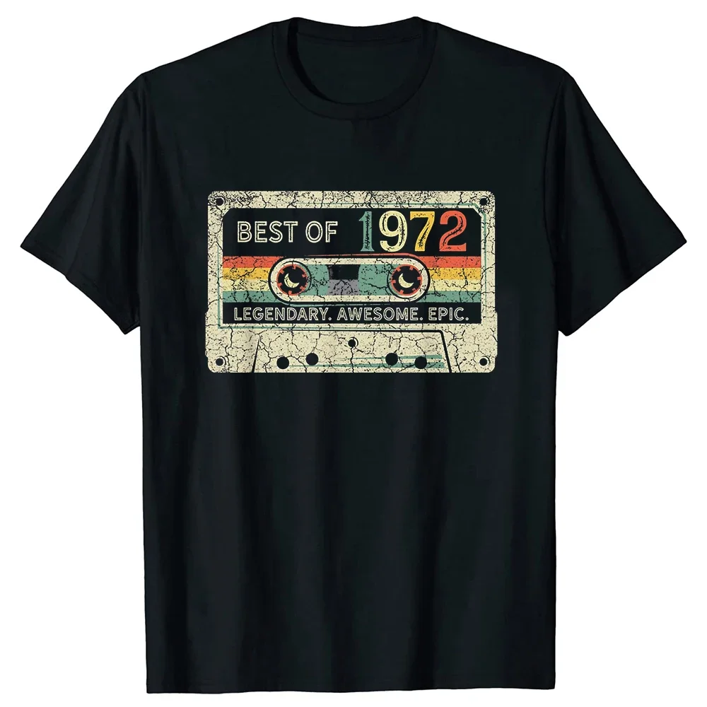 Funny 52 Year Old Gifts Best of 1972 Limited Edition Birthday T Shirt Retro Style Cotton Streetwear Huaband Dad Gifts T-shirt