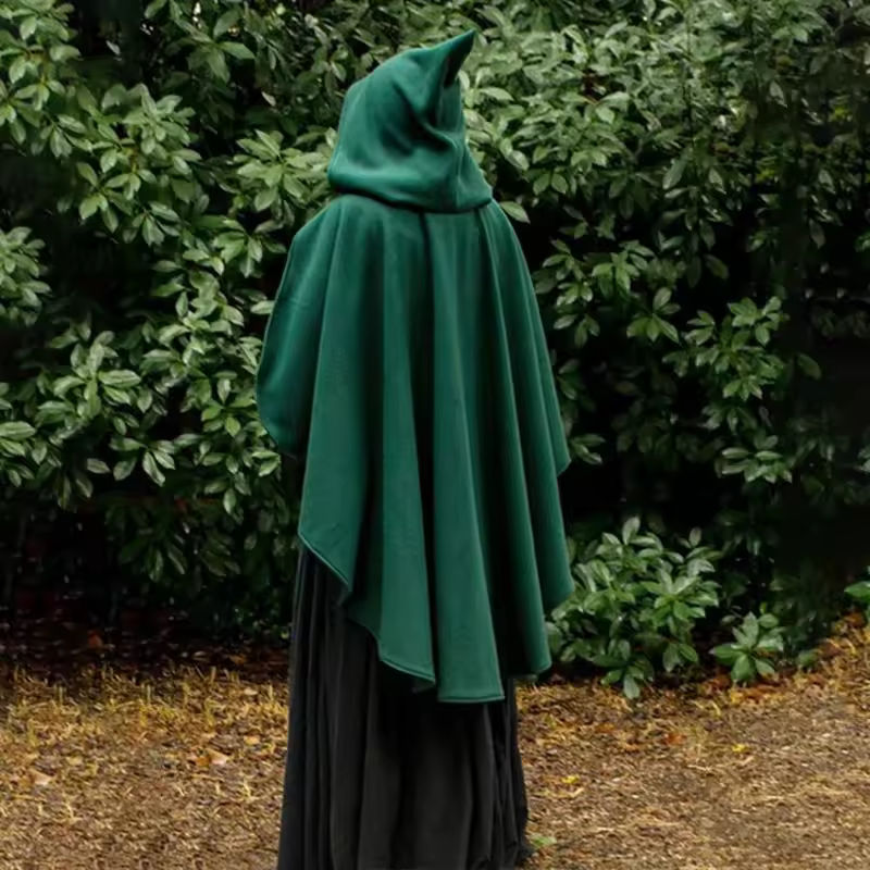 Disfraz renacentista para mujer, capa corta de terciopelo Steampunk medieval de Halloween, capa gótica con capucha de mago y bruja