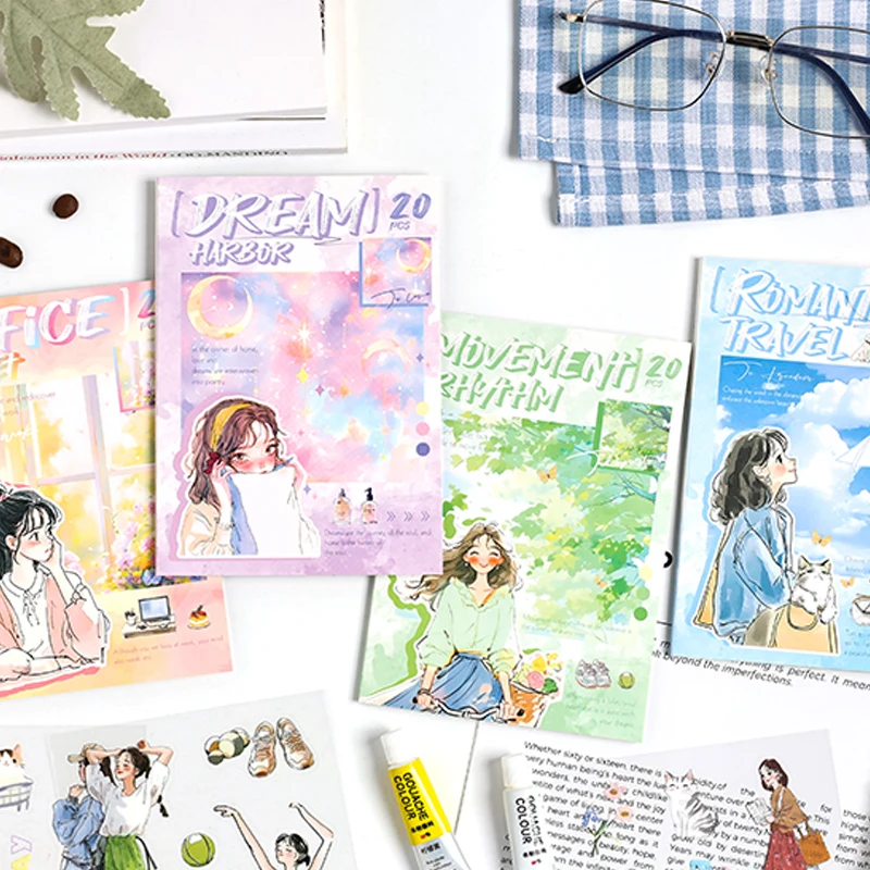 Mr. Paper 20Pcs/bag Character Scenic Sticker Book Cute Stationery Stickers Handbook Material Stickers DIY Creative Decoration