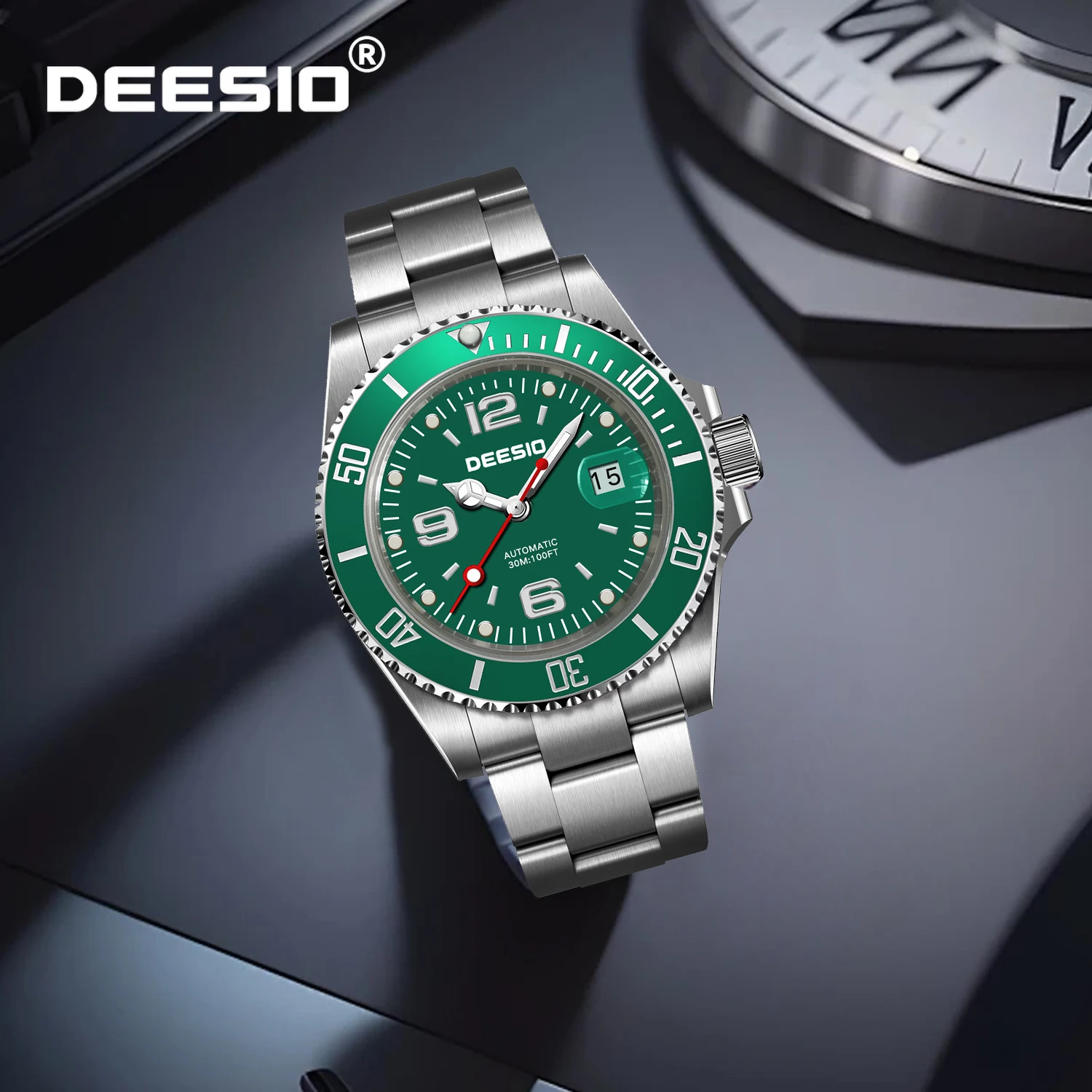 

Deesio Men's Automatic Mechanical Skeleton Watch-Business Dress,Stainless Steel, Sapphire Crystal,Water proof,Luminous Hands