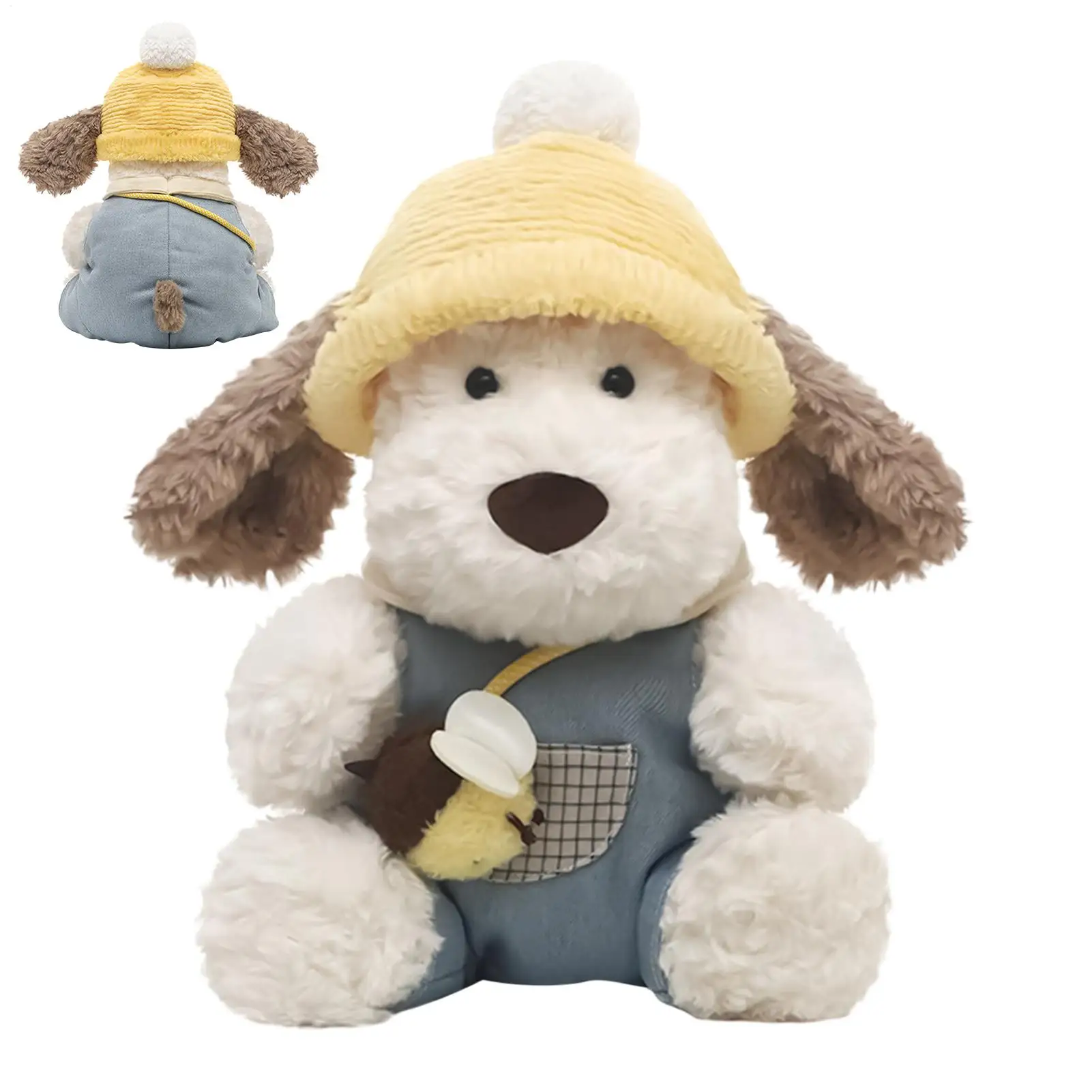 12.6インチのぬいぐるみ犬、ぬいぐるみ子犬、かわいい柔らかい動物のふわふわ子犬枕、帽子をかぶった子犬、子供のおもちゃ