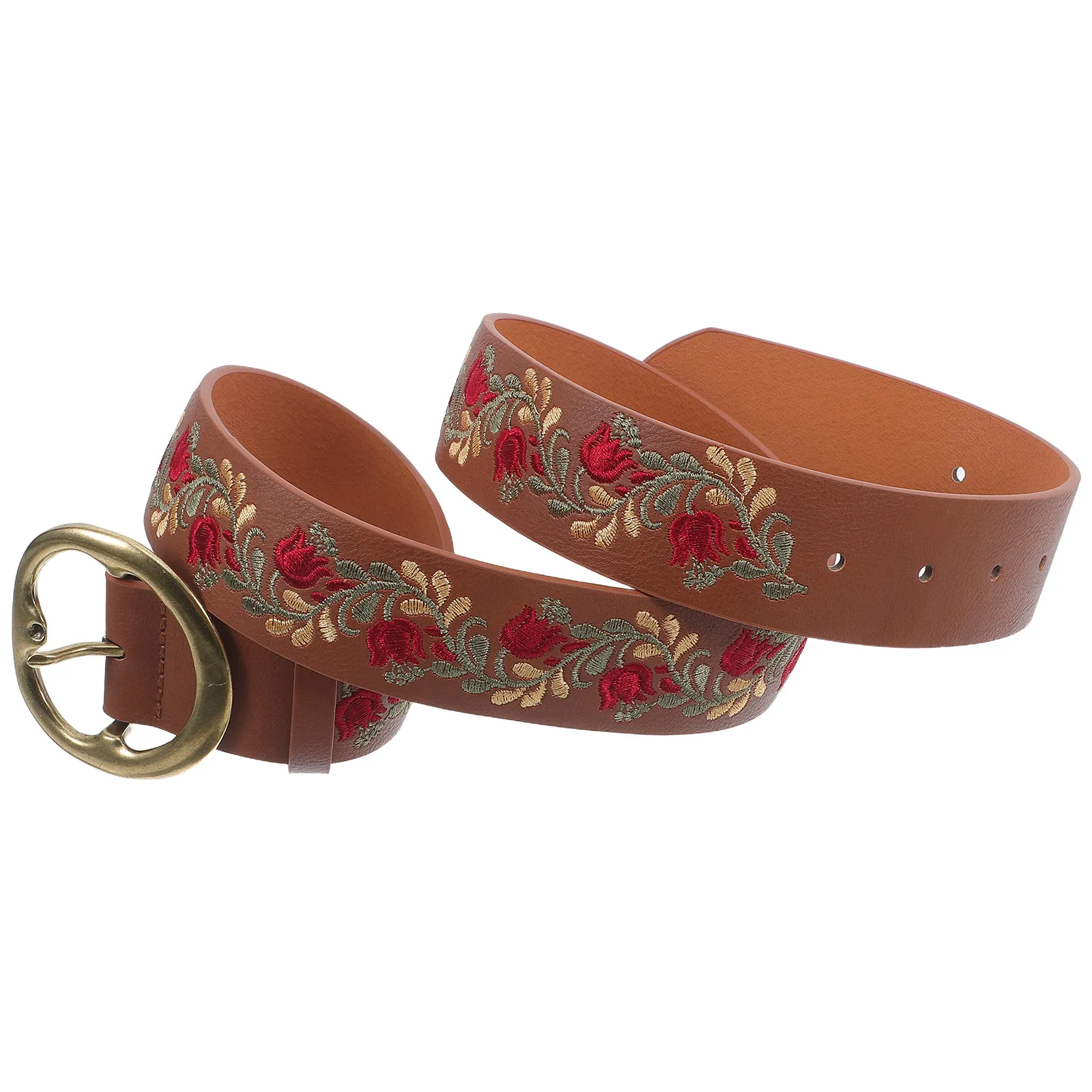 Embroidered Floral Boho Belt Women Waist Buckle Adjustable Western Dress Jeans Belt Boho Belts for Women