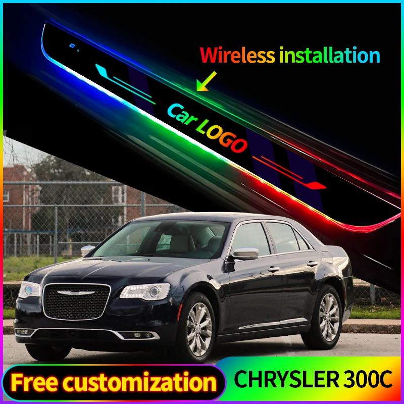 Acrylic USB Power Moving LED Welcome Pedal Car Scuff Plate Pedal Door Sill Pathway Light For Chrysler 300 300C C SRT Accessories