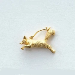 Personalized Design Fox Perforated Earrings Gold Color Animal Series Earrings Abstract New Chinese Style
