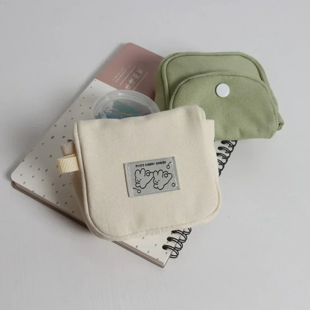 Solid Color Mini Coin Purse Portable Cash Wallet Lightweight Cotton Headphone Bag Women Key Pouch Travel Card Holder