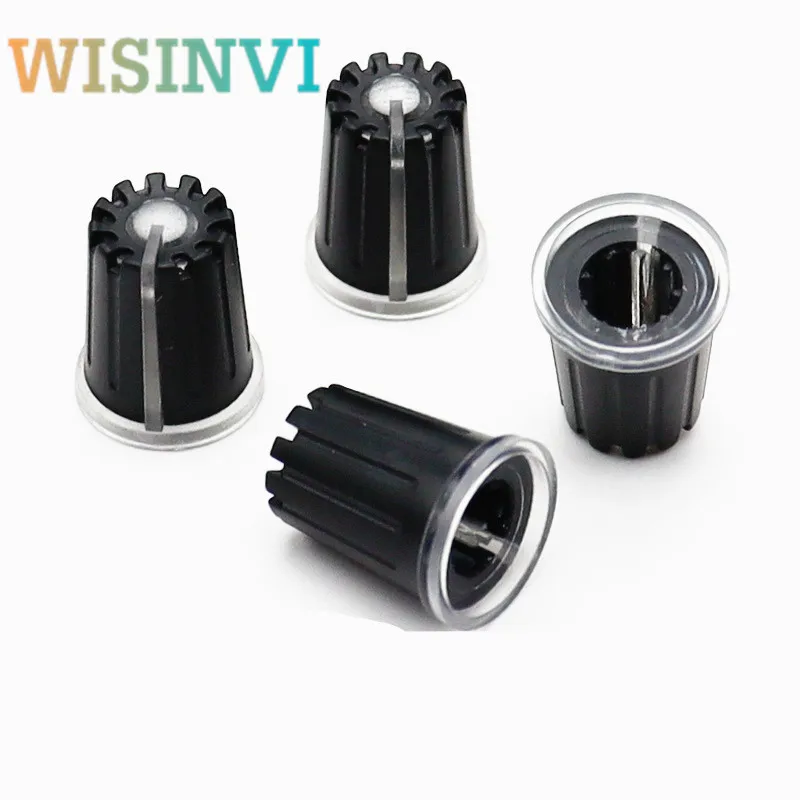 10pcs 13.5×17mm plastic light transmission knob potentiometer Knob Amplifier Audio Volume knob cap Flower Shaped Inner Hole 6MM