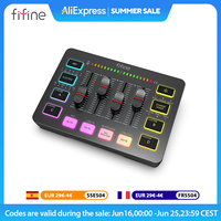 FIFINE Gaming Audio Mixer,Streaming 4-Channel RGB Mixer with XLR Microphone Interface,for Game Voice,Podcast,AmpliGame SC3