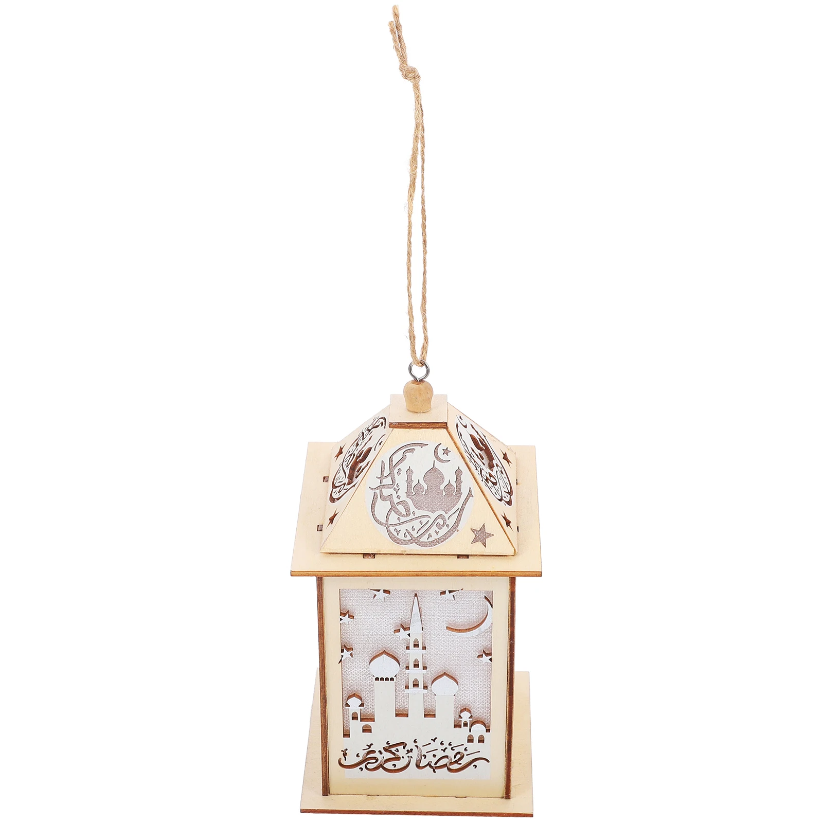 

Festival Luminous Decor Muslim Ornament Hanging Lamp Lantern Wood Decoration Lanterns with Lights