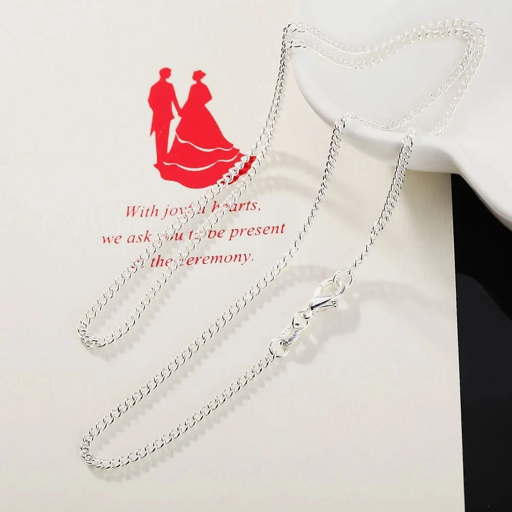 Wholesale 925 Sterling Silver 16/18/20/22/24/26/28/30 Inch 2mm Side Chain Necklace For Women Man Fashion Wedding Charm Jewelry