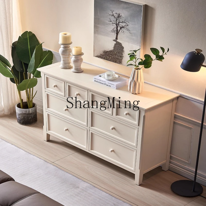 

ZYY cream wind storage chest cabinet living room small apartment bedroom bedside cabinet against the wall storage cabinet