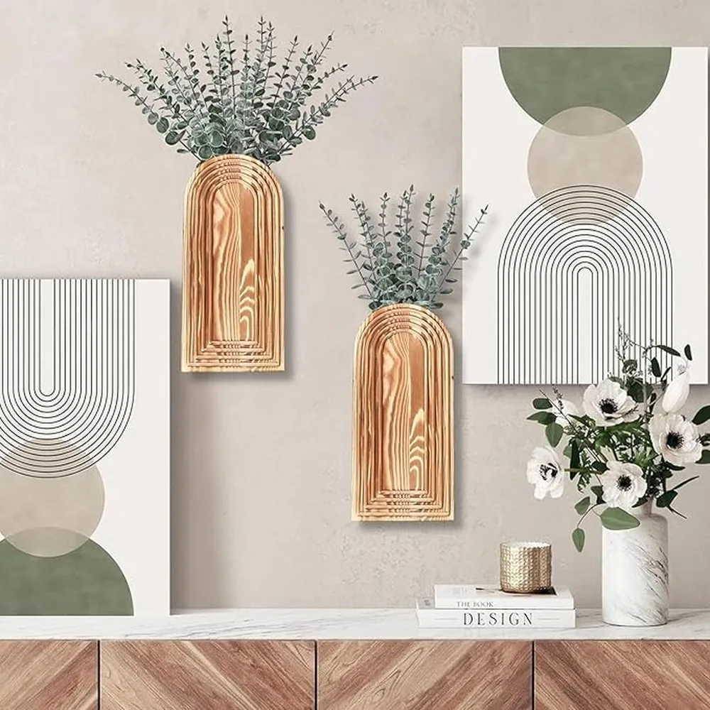 Eye-Catching Wall Decor Boho Wall Art Distinctive Vases Elevating Home Ambiance