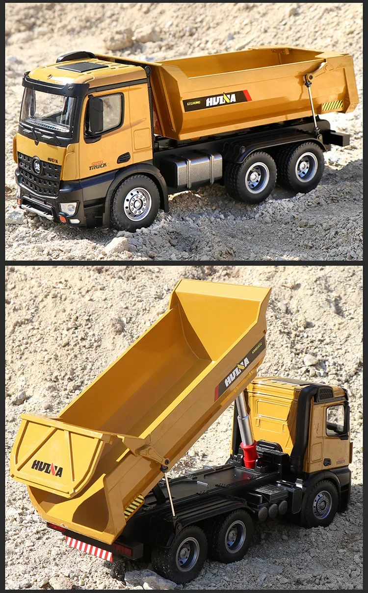 High Simulation Dump Truck Electric Alloy 10CH 10KG Loading RC Dump Truck Flash Light Music Engineering Vehicle Large Size Cars
